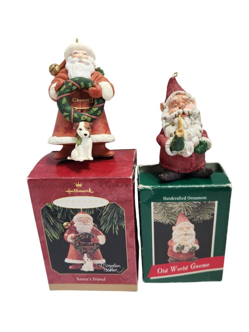 Hallmark Keepsake Santas Friend & Old World Gnome Christmas Ornaments Set